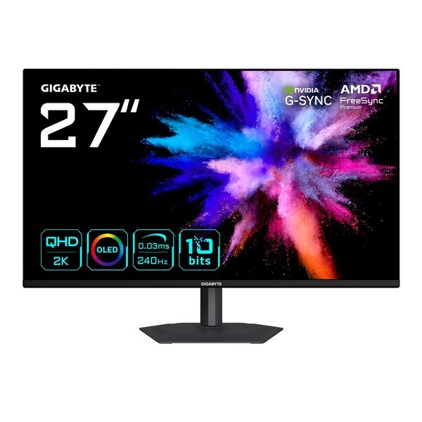 GIGABYTE GO27Q24A QD OLED žaidimų monitorius | 27 colių (68.6 cm) | QHD (2560x1440, 16:9) | Aukščiausios klasės QD-OLED (Samsung panelė) technologija | Atnaujinimo dažnis: 240Hz | Reakcijos laikas: 0.03ms (GTG)