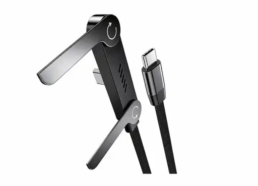 Vakoss TC-U570“ USB-C į USB-C laidas su stovo funkcija, 100 W, 1 m juodas