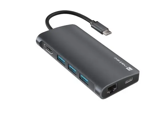NATEC Multiport dock Fowler 2 V2 8in1 USB 3.0 hub HDMI 4K USB-C RJ45 SD micro SD