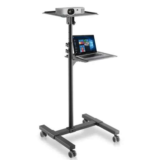 TECHLY Universal Adjustable Trolley for Notebook Projector with Shelf Black