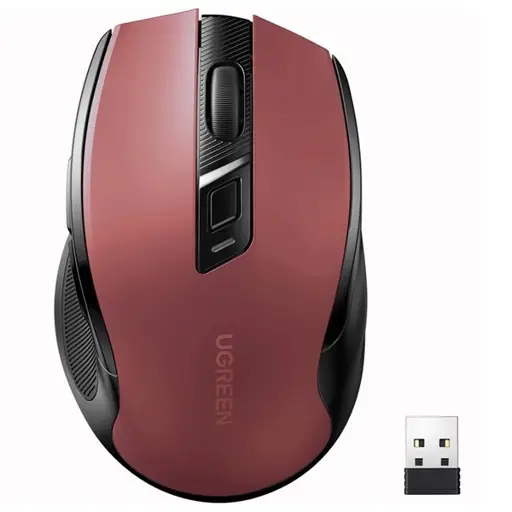 Belaidė optinė pelė Ugreen MU006 USB 2,4 GHz / Bluetooth 5.0 4000 DPI – raudona