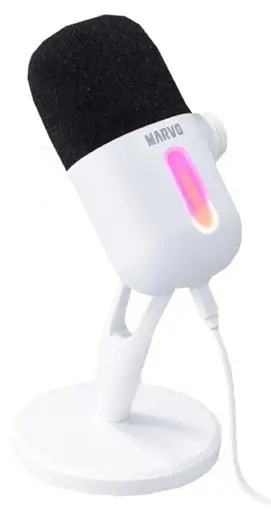 Marvo MIC-08 RGB baltas laidinis mikrofonas