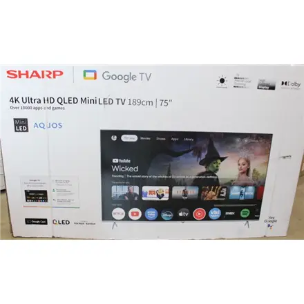 SALE OUT. Sharp 75JP7265E 75" (189cm) 4K Ultra HD QLED MiniLED Google TV, HARMAN/KARDON Speaker System