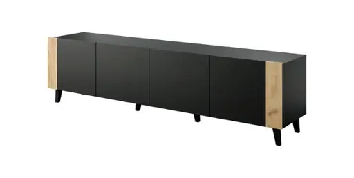 TV spinta FARO 200x42x52 juoda matinė + ąžuolas craft
