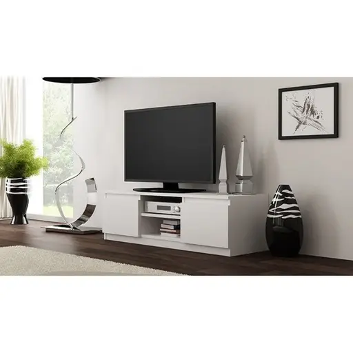 Topeshop RTV120 BIEL TV stovas / baldas garso ir vaizdo aparatūrai 2 spintos