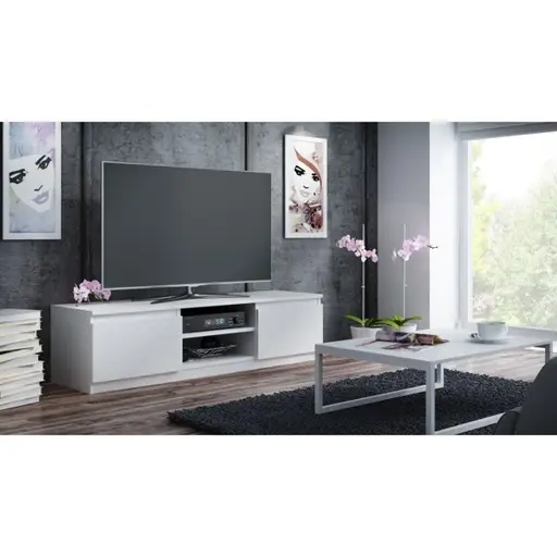Topeshop RTV140 BIEL TV stovas / baldas garso ir vaizdo aparatūrai 2 spintos