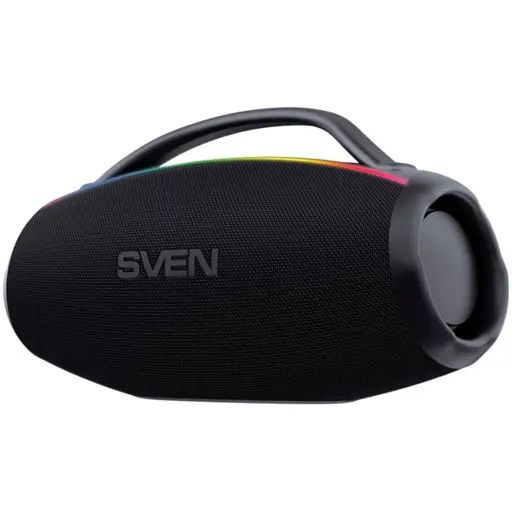 2.1 portable speaker SVEN PS-399, black, power output 50+2x25W (RMS), Auracast, Waterproof (IPx5), TWS, Bluetooth, USB, lithium battery