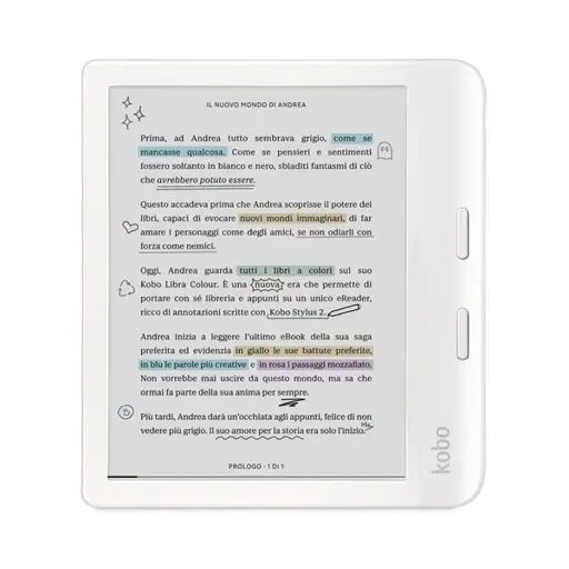 Rakuten Kobo Libra Colour elektroninių knygų skaityklė Lietimui jautrus ekranas 32 GB „Wi-Fi“ Balta