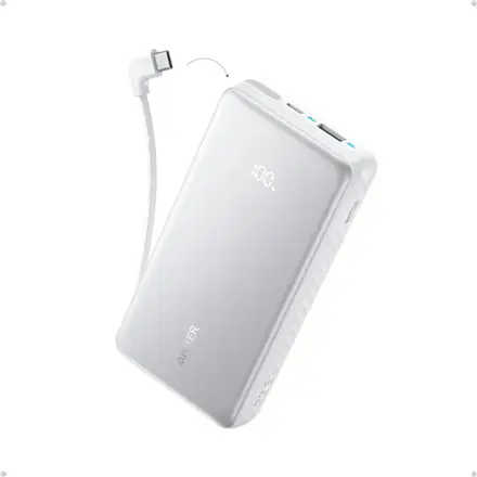 Anker Power Bank 22.5W, Built-In USB-C Cable