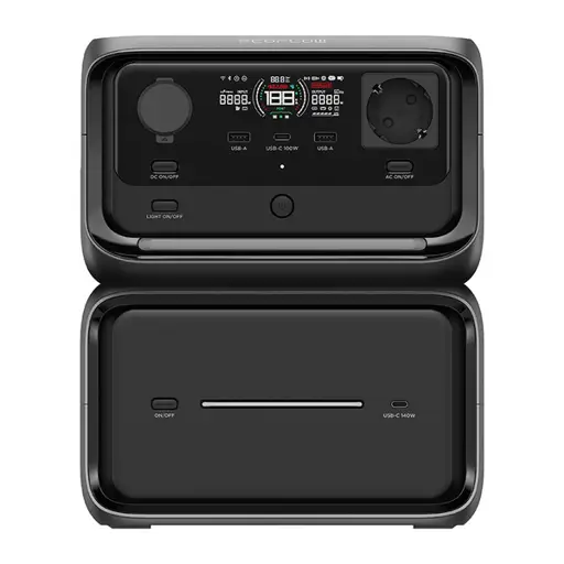 Nešiojama Energijos Stotis - EcoFlow River 3 Max Plus 858Wh, 600W Išėjimas, Belaidis Įkrovimas, Juoda