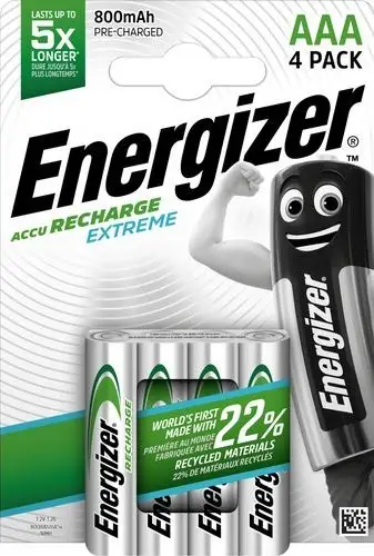Energizer EXTREME Recharge AAA-HR03 800mAh pakraunamos baterijos (4 vnt)