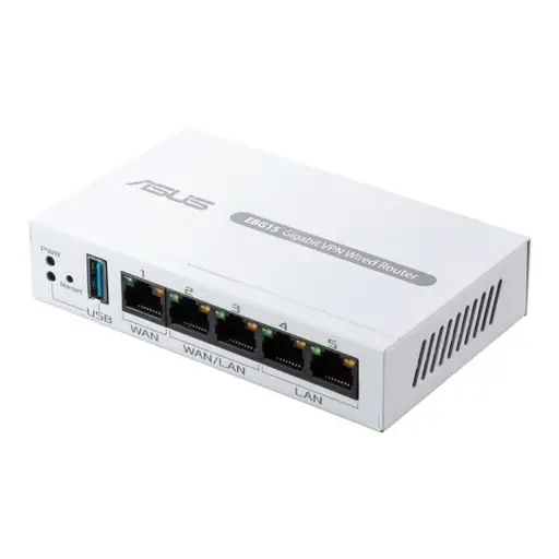 Asus ExpertWiFi EBG15 Gigabit VPN wired router, Up to 3 WAN ethernet ports + 1 USB WAN, IPS intrusion prevention, Layer 7 firewall, Commercial-grade network security, Easy centralized management ExpertWiFi app