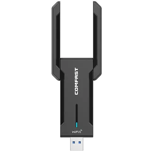 Bevielio tinklo USB adapteris, Wi-Fi6, 5374Mbps, 2.4GHz, 5GHz, 6GHz, USB3.0.