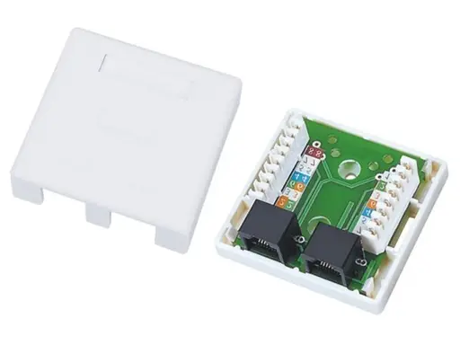 Surface-mounted UTP Cat.5e socket, 2×RJ45