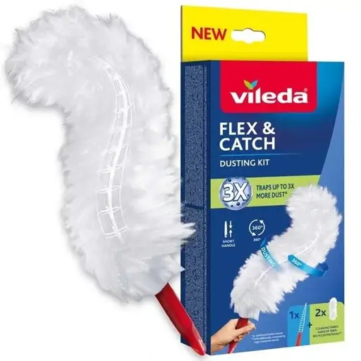 Vileda šiukšlių semtuvas su trumpa rankena + 2 Flex&Catch pildymo paketai