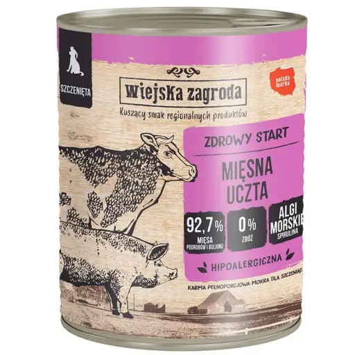 WIEJSKA ZAGRODA Puppy Meat feast - drėgnas ėdalas šunims - 800g