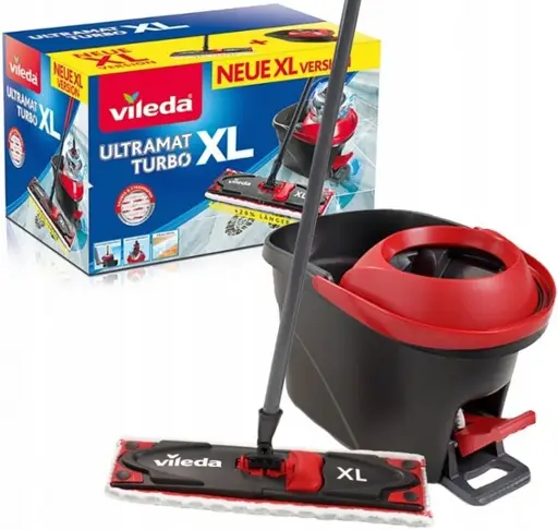 Vileda Ultramat Turbo XL šluota grindims plauti Sausas ir drėgnas Mikro pluoštas Juoda, Raudona