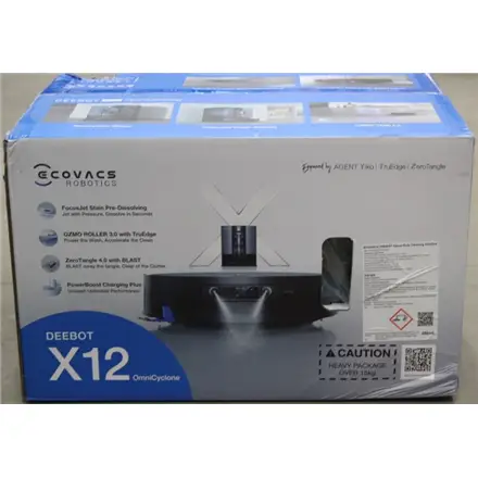 SALE OUT. Ecovacs DEEBOT X12 OmniCyclone Vacuum cleaner, Robot, Wet&Dry, TruEdge 3.0, AIVI 3D 3.0, Gray