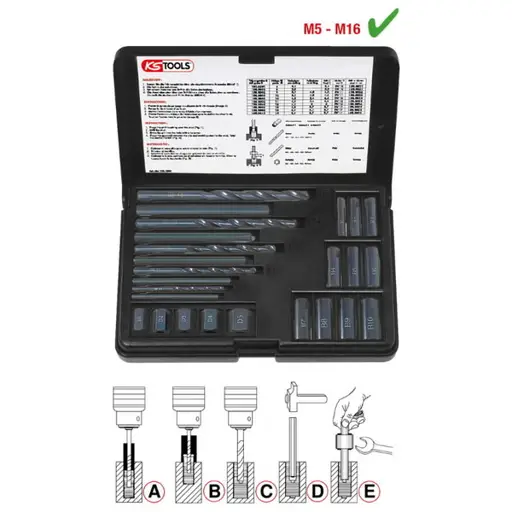 Varžtų išsukimo komplektas M5-M16 25vnt., KS Tools