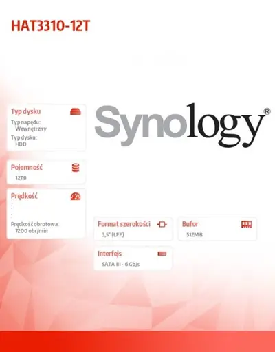 SYNOLOGY HAT3310-12T 12TB SATA3 NAS HDD Plus 3.5inch 7200rpm