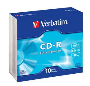 VERBATIM CD-R 80 min. / 700 MB 48x 10-pack slim jewelcase DataLife, extra protection surface