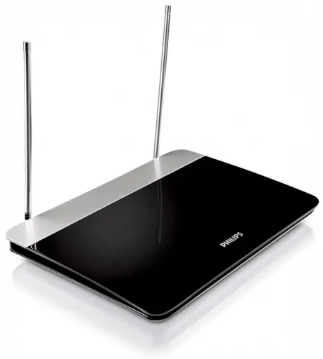 Indoor TV antenna with adjustable gain, 1.8 m coaxial cable, 75 Ohm, 3G/4G filter, DVB-T/T2, RED compliant