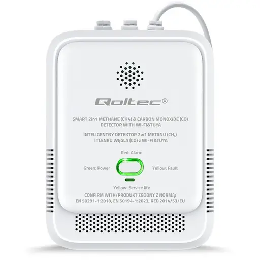 Qoltec 52654 2in1 gamtinių dujų ir anglies monoksido (CO) nuotėkio detektorius