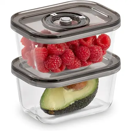 Caso Glass Vacuum Containers with Plastic Lid (2 pcs)