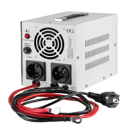 Avarinis maitinimo šaltinis „KEMOT PROsinus-1000“ – keitiklis su grynu sinusiniu signalu ir įkrovimo funkcija, 12 V, 230 V, 1000 VA/700 W