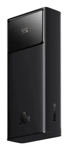 Baseus Star-Lord Išorinė baterija su ekranu 20000 mAh, 30 W, USB-A, USB-C, microUSB + USB-A/USB-C laidas, juoda