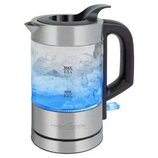 ProfiCook PC-WKS 1228 G elektrinis virdulys 0,5 L 1100 W Nerūdijančiojo plieno, Permatomas