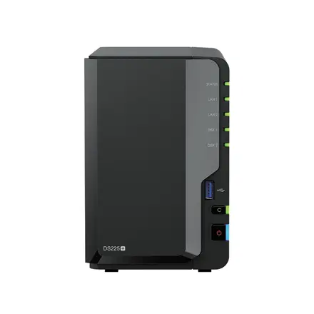 SYNOLOGY DS225+ DiskStation 2-bay NAS server - Intel Celeron J4125 2GB DDR4 2x 2.5/3.5 HDD/SSD 1GbE 2.5GbE 2x USB 3.2