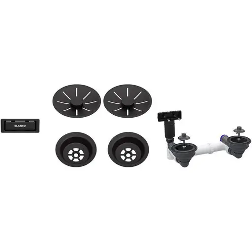 Waste fitting set 2x3,5'' InFino Black matt, double bowl