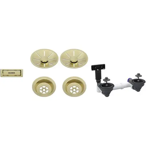 Waste fitting set 2x3,5'' InFino Satin Gold, double bowl
