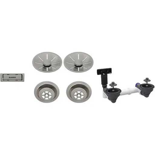 Waste fitting set 2x3,5'' InFino Satin Platinum, double bowl