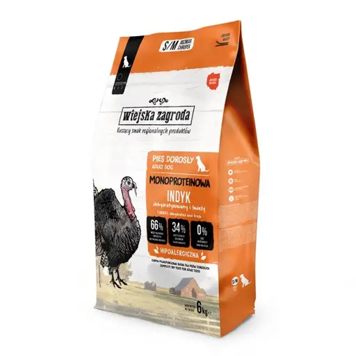 WIEJSKA ZAGRODA Monoprotein Turkey - sausas maistas šunims - 6kg