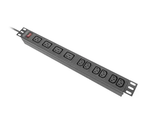 RACK PDU MAITINIMO JUOSTA 19" LANBERG 1U 16A 2M 4X C19 6X IEC C13 JUODA C20
