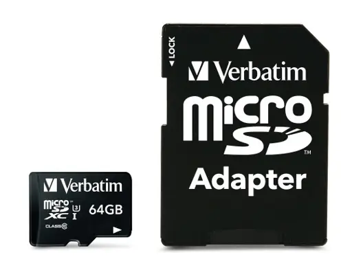 Verbatim 47042 Pro U3 Micro SDXC Atminties kortelė 64GB + microSD į SD Adapteris