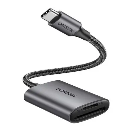 Atminties Kortelių Skaitytuvas - UGREEN CM401 USB C 5Gb/s SDHC MicroSD Aliuminis Pilkas