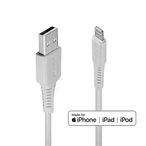 Kabelis - LINDY 2m USB Type A to Lightning Cable, 480Mbps, White
