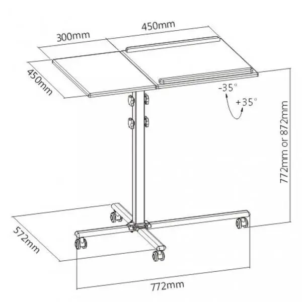 TECHLY 101485 Universal projector / notebook trolley with two adjustable shelves black – 10