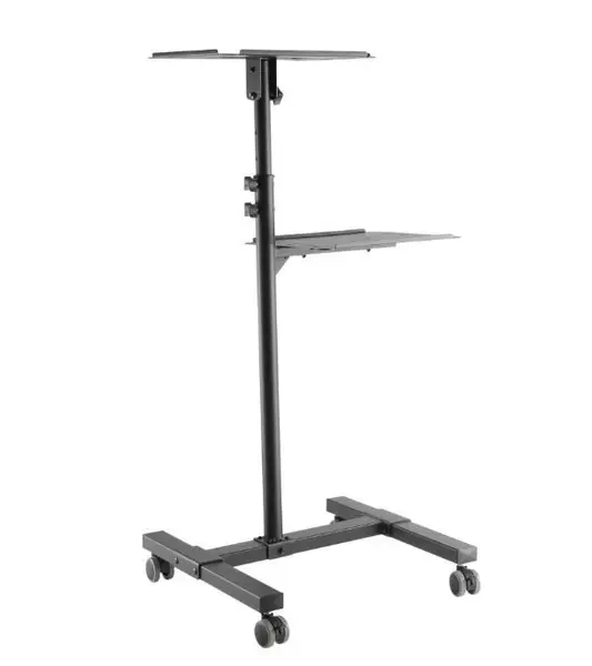 TECHLY Universal Adjustable Trolley for Notebook Projector with Shelf Black – 2