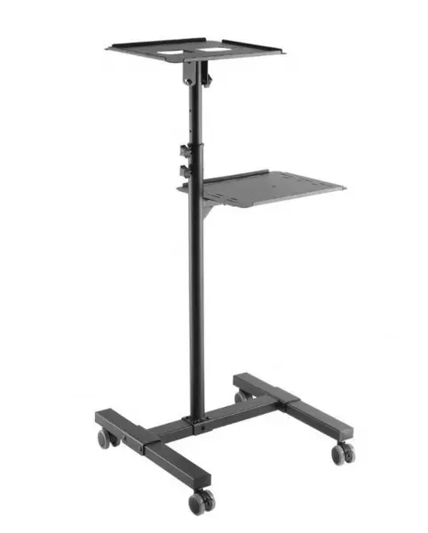 TECHLY Universal Adjustable Trolley for Notebook Projector with Shelf Black – 3