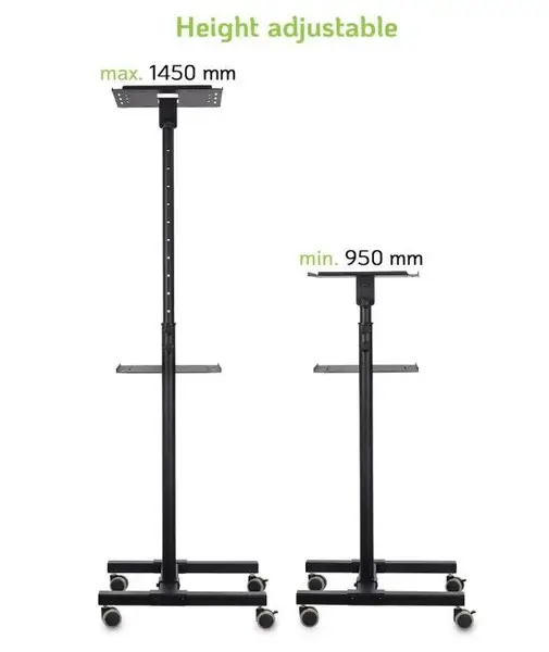 TECHLY Universal Adjustable Trolley for Notebook Projector with Shelf Black – 9