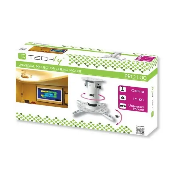 TECHLY 022274 Universal projector ceiling mount 20 cm 15 kg white – 3