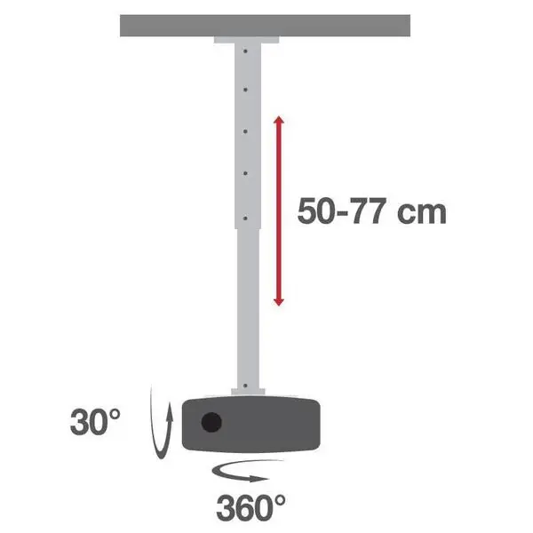 Universal projector ceiling mount 50-77cm 15kg – 7