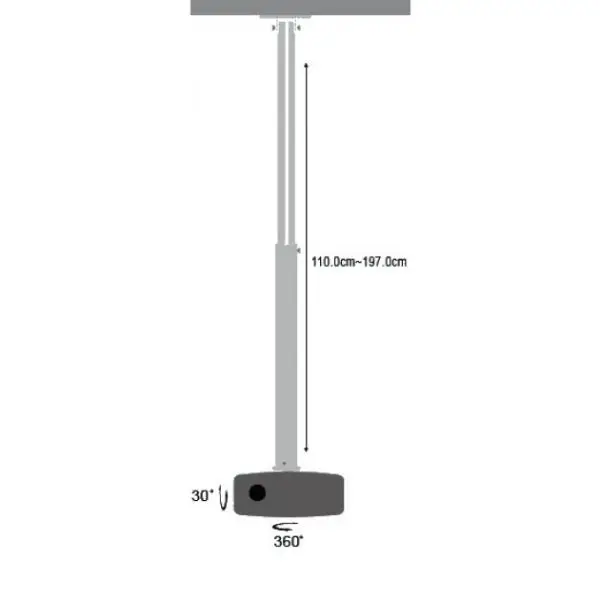 TECHLY 301597 Universal projector ceiling mount 110-197 cm 15 kg silver – 2