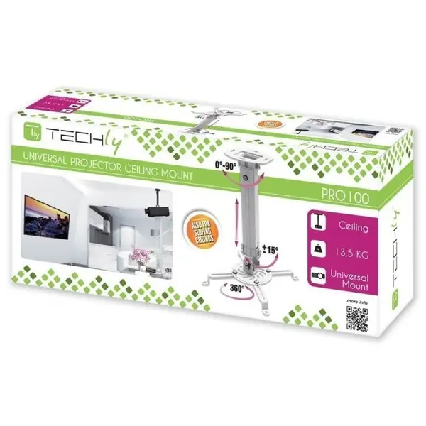 TECHLY 309654 Universal projector ceiling mount 38-58 cm 13.5 kg silver – 3