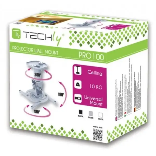 TECHLY 022397 Universal projector ceiling mount 22 cm 10 kg white – 3