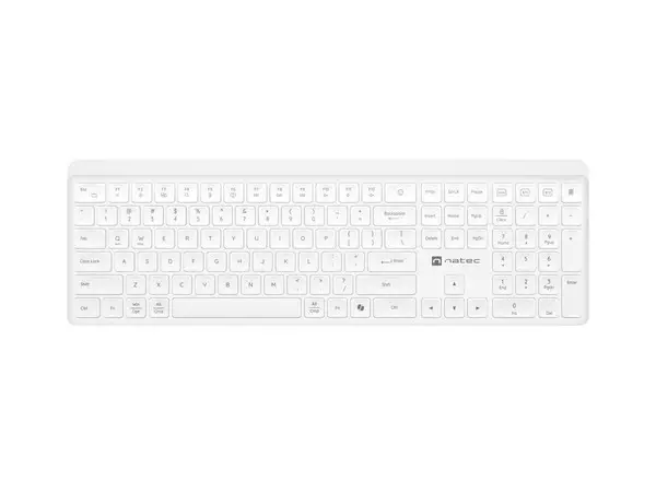 Belaidė klaviatūra Natec Tang US BT + 2,4 GHz tyli Slim balta – 6
